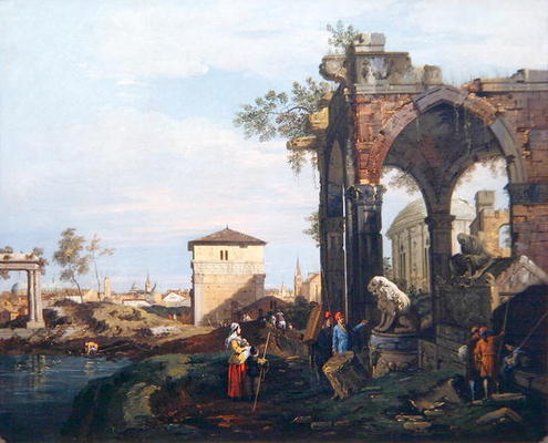 Capriccio avec ruines et Porta Portello à Padoue, vers 1760 - Giovanni Antonio Canal