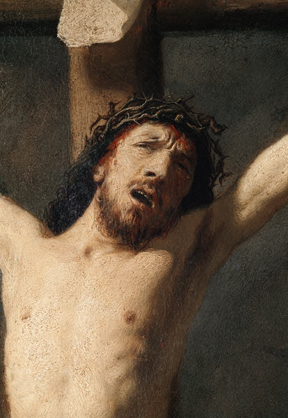 Christ en croix, détail de la tête - Rembrandt van Rijn