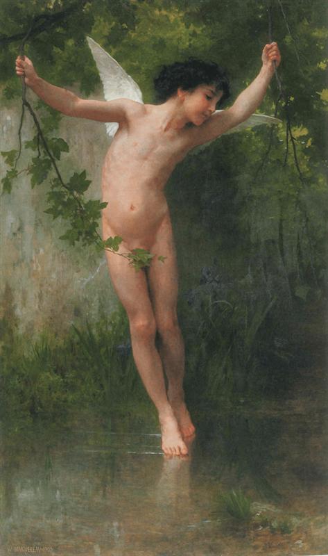 Cupidon volant au-dessus de l'eau - William Bouguereau