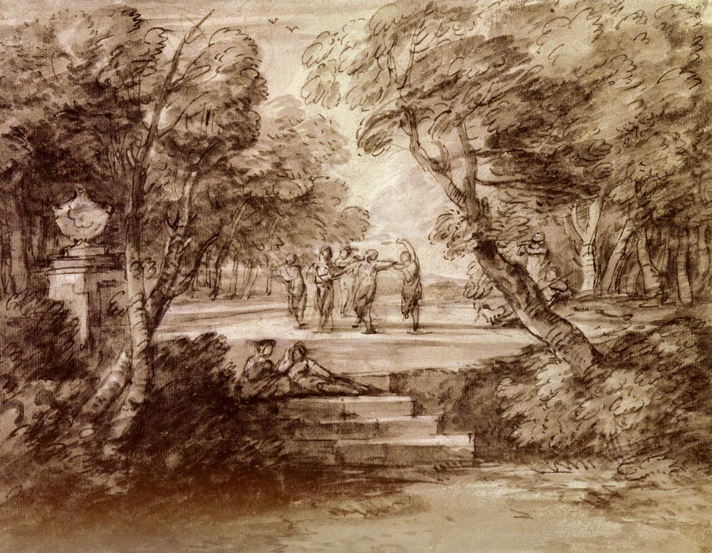Dancers With Musicians In A Woodland Glade - Thomas Gainsborough