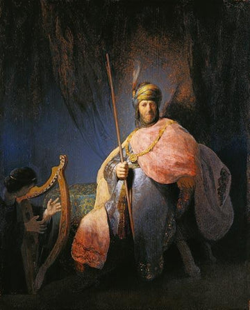 David, jouant de la harpe devant Saul - Rembrandt van Rijn