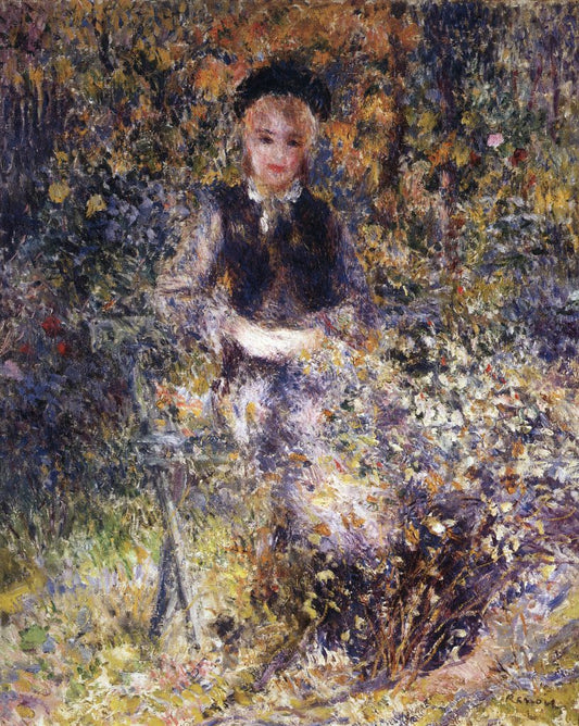 Jeune fille sur une banc de jardin - Pierre-Auguste Renoir