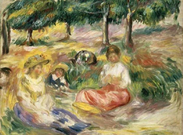 Trois jeunes femmes dans la verdure - Pierre-Auguste Renoir