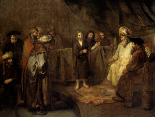 Jésus, âgé de douze ans, devant les scribes - Rembrandt van Rijn