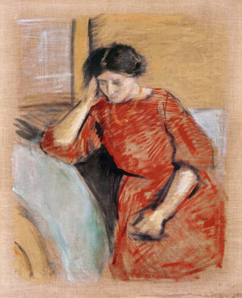 Elisabeth dans une robe rouge - August Macke