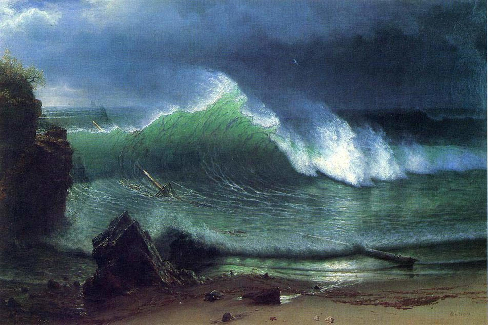 Le rivage de la mer turquoise (mer d'émeraude) - Albert Bierstadt