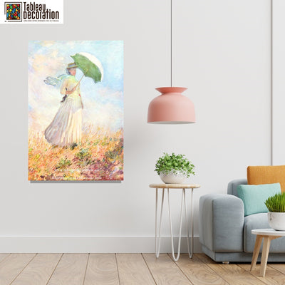 Femme à l'ombrelle tournée vers la droite - Reproduction tableau Monet