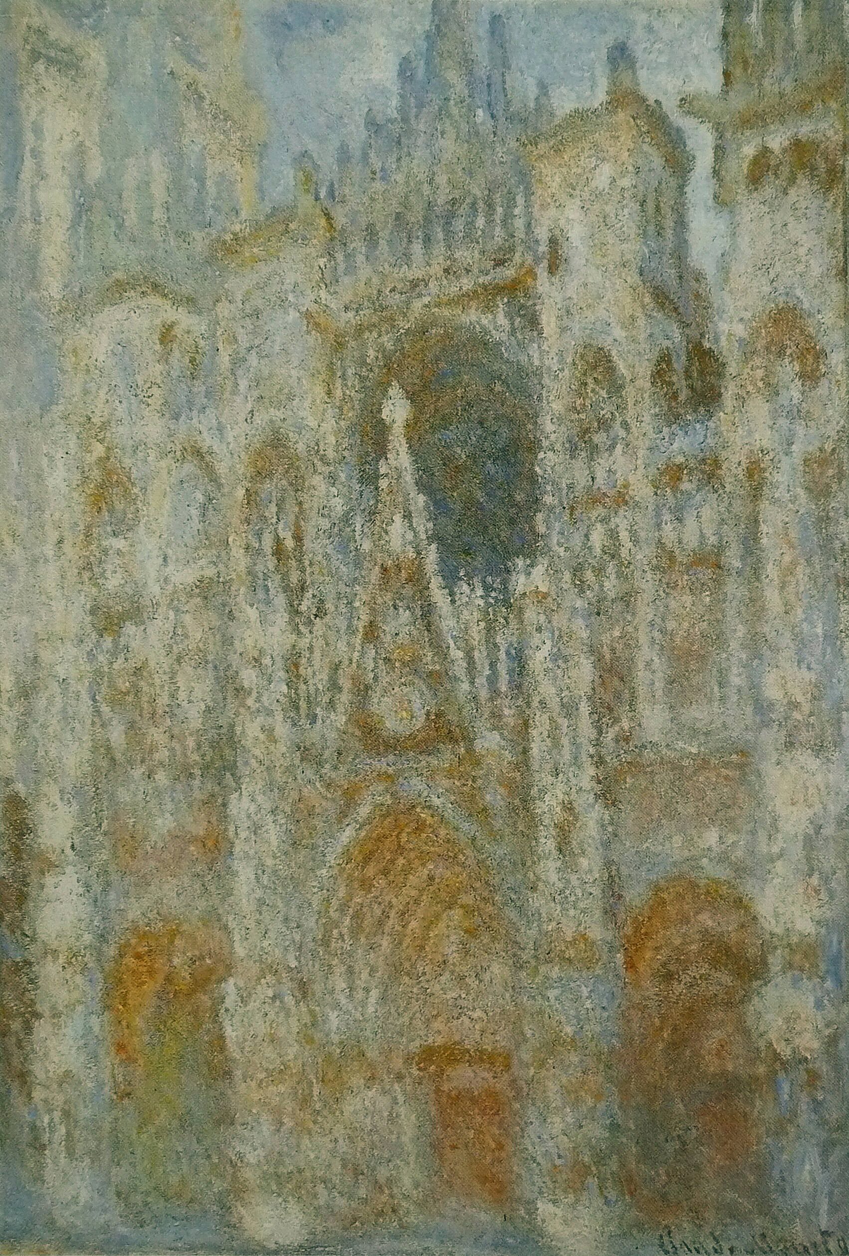 La Cathédrale de Rouen. Le portail, soleil matinal ; harmonie bleue (W1355) - Claude Monet