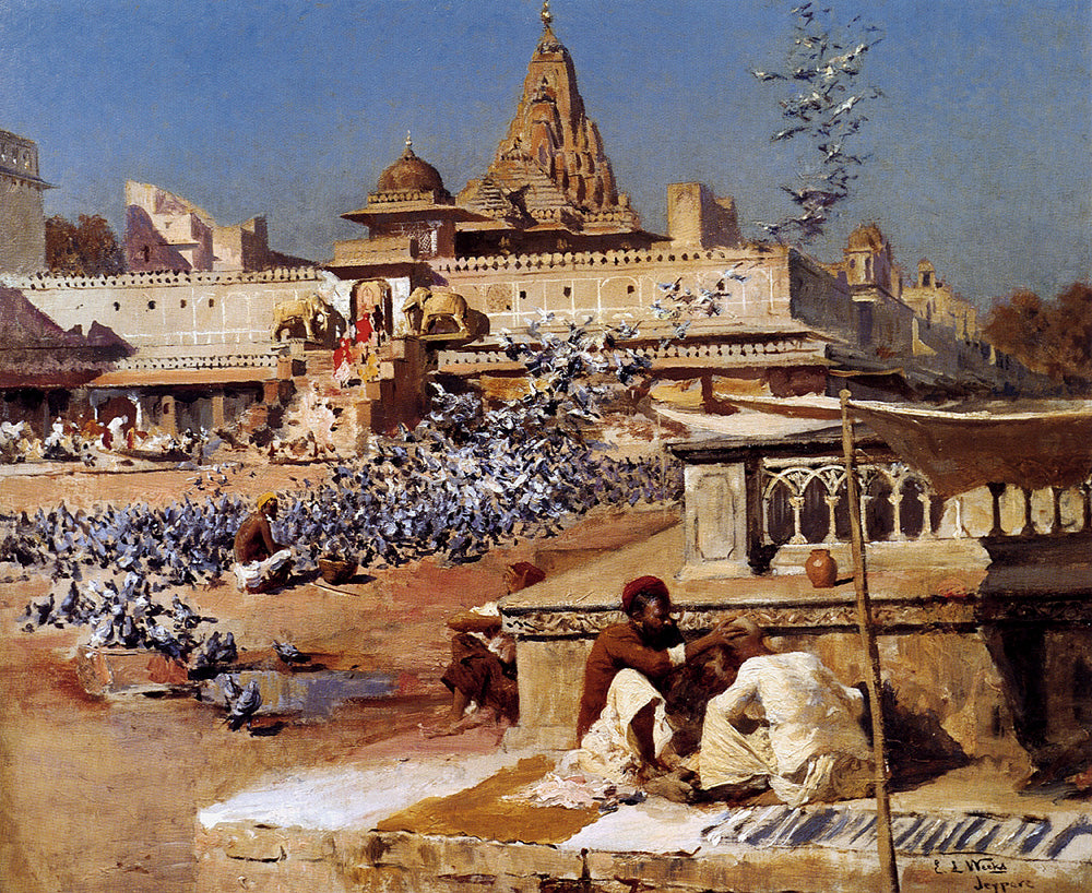 Nourrir les pigeons sacrés, Jaipur - Edwin Lord Weeks
