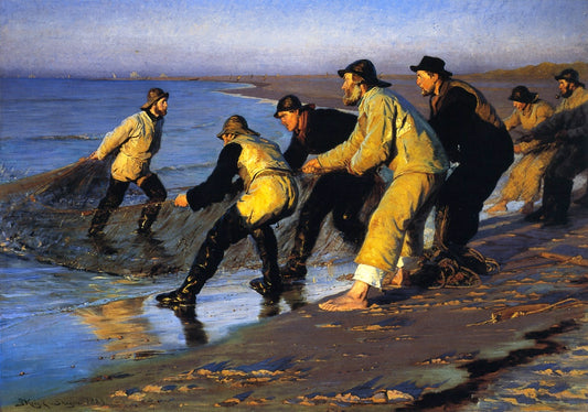 Pêcheurs tirant le filet sur la plage nord de Skagen - Peder Severin Kroyer