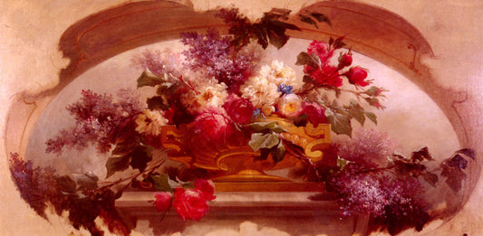 Fleurs dans un vase doré - Eugène Bidau
