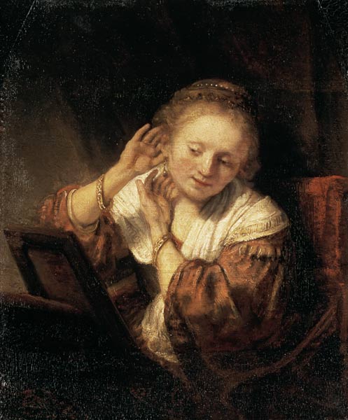 Rembrandt, Femme avec des boucles d'oreilles - Rembrandt van Rijn