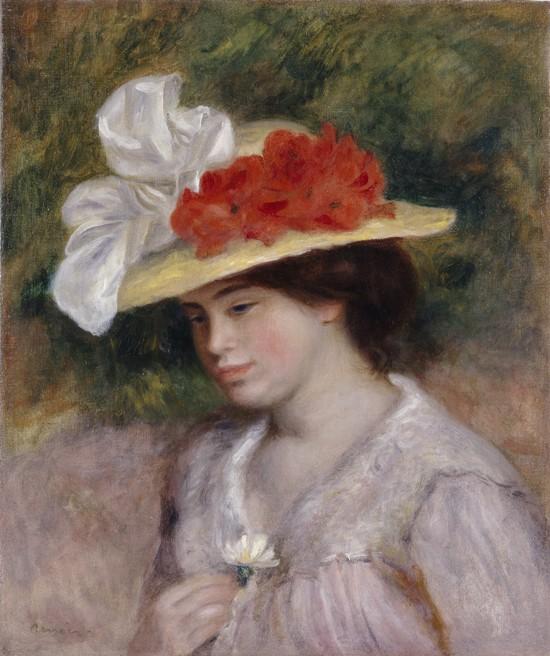 Femme avec un chapeau à fleurs - Pierre-Auguste Renoir