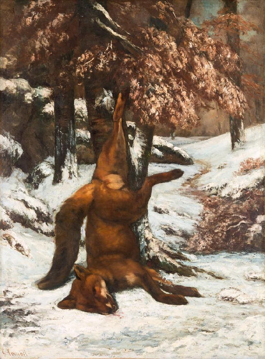Renard suspendu a un arbre, dans la neige - Gustave Courbet