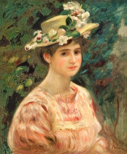 Fille avec des églantines sur son chapeau - Pierre-Auguste Renoir