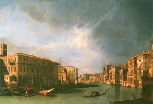 Grand canal : vue du nord depuis la proximité du pont du Rialto le - Giovanni Antonio Canal