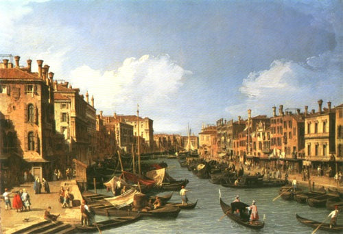 Grand Canal : vue du sud-ouest depuis le pont du Rialto tonne le Palazzo FosAri le - Canal Giovanni Antonio