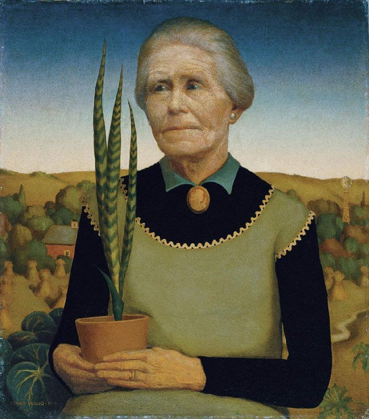 Femme avec des plantes - Grant Wood