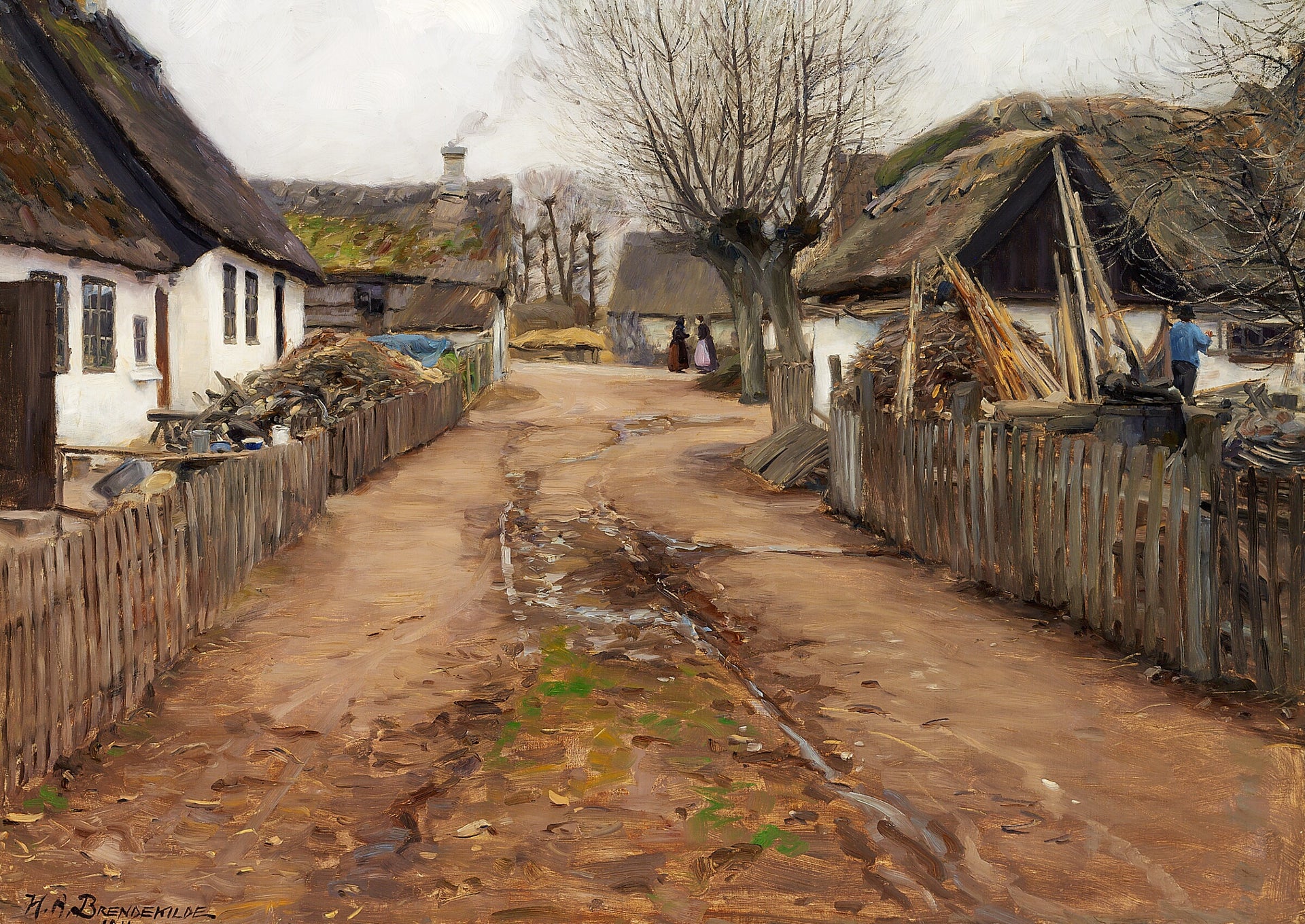 Village Scene in the Early Spring - Hans Andersen Brendekilde
