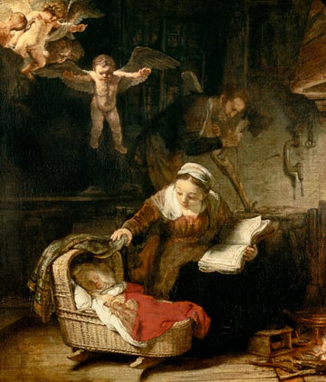 La famille sacrée avec les anges (détail) - Rembrandt van Rijn