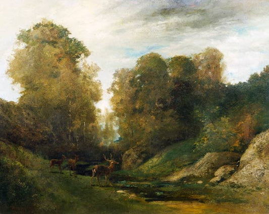 Cerf au bord de la rivière - Gustave Courbet