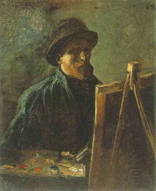 Autoportrait avec chapeau de feutre foncé au chevalet - Van Gogh