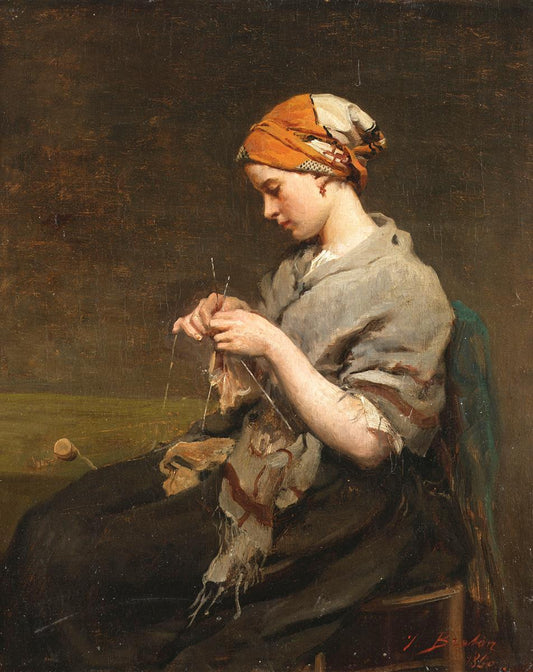 Jeune fille qui tricote (version 2) - Jules Breton