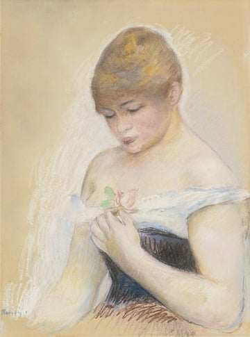 Jeune femme tenant une fleur. Portrait de l'actrice Jeanne Samary - Pierre-Auguste Renoir