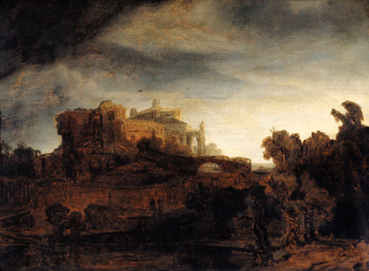 Paysage avec un château - Rembrandt van Rijn
