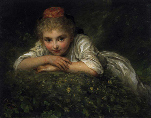 Portrait d'une petite fille - Ludwig Knaus