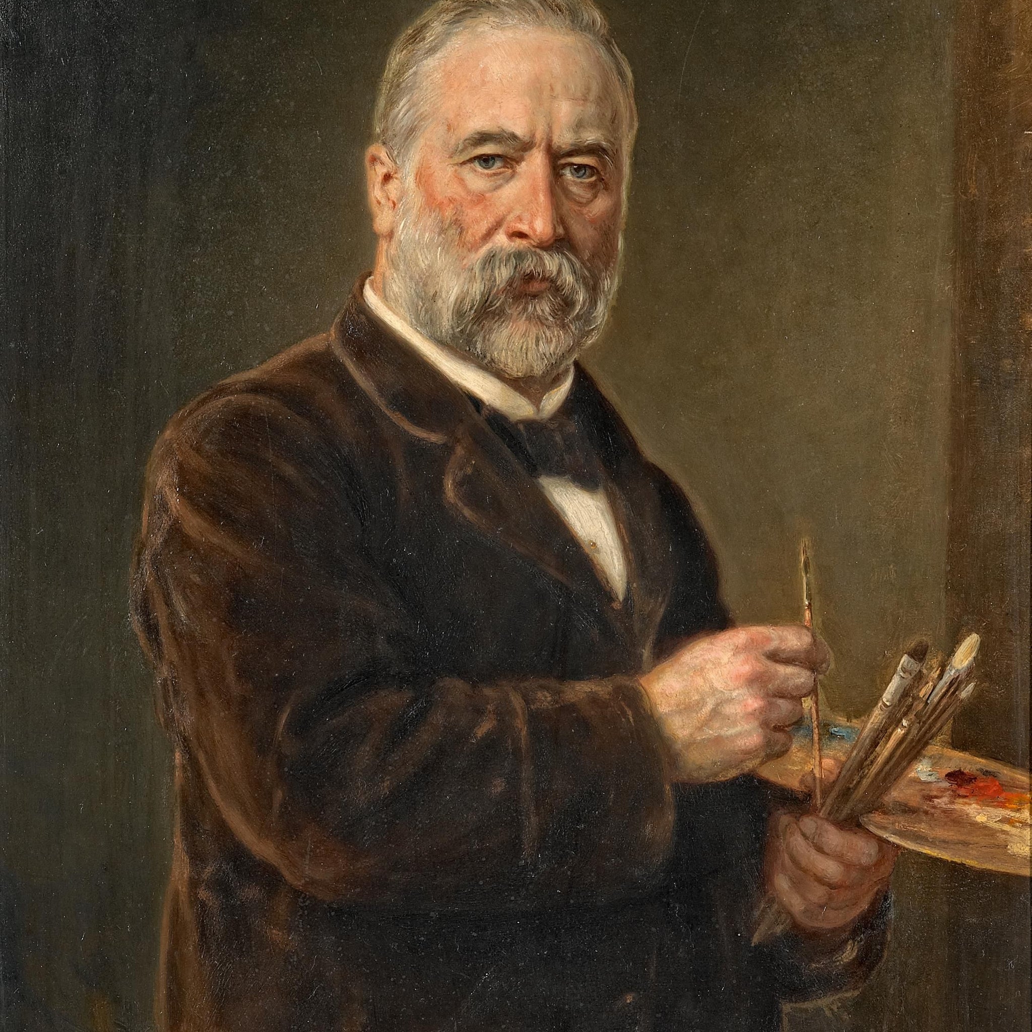Autoportrait avec palette de peintre - Ludwig Knaus