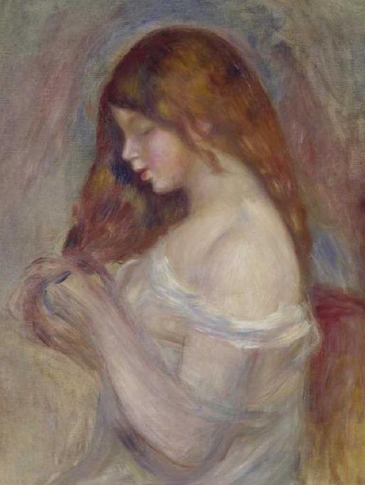 Fille, jouant avec ses cheveux - Pierre-Auguste Renoir