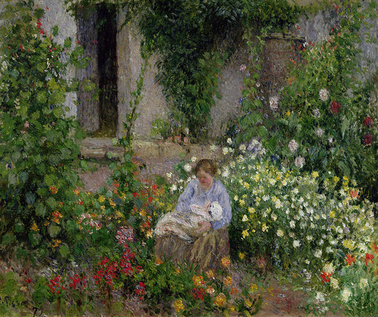 Mère et enfant dans les fleurs - Camille Pissarro
