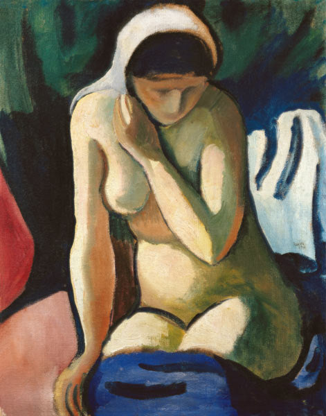Fille nue avec un foulard - August Macke