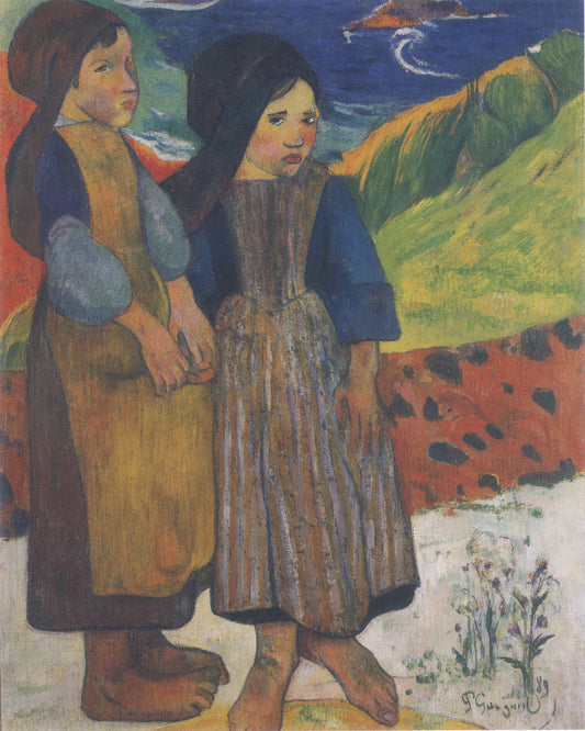 Deux filles bretonnes au bord de la mer - Paul Gauguin