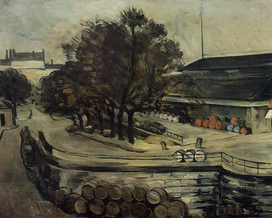 La Halle aux Vins, vue de la rue de Jussieu - Paul Cézanne