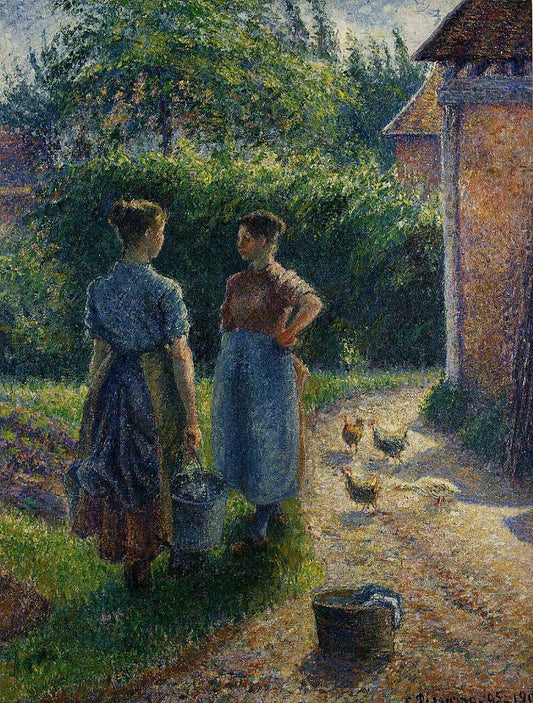 Paysannes discutant à la ferme, Eragny - Camille Pissarro