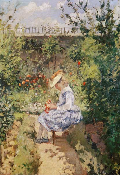 Fille dans un jardin - Camille Pissarro