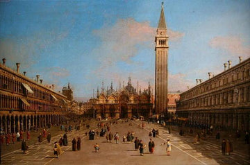 Piazza San Marco regardant vers la Basilica di San Marco (huile sur toile) - Giovanni Antonio Canal