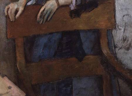 Portrait d'Hélène Rouart dans le bureau de ses pères, détail du fauteuil - Edgar Degas