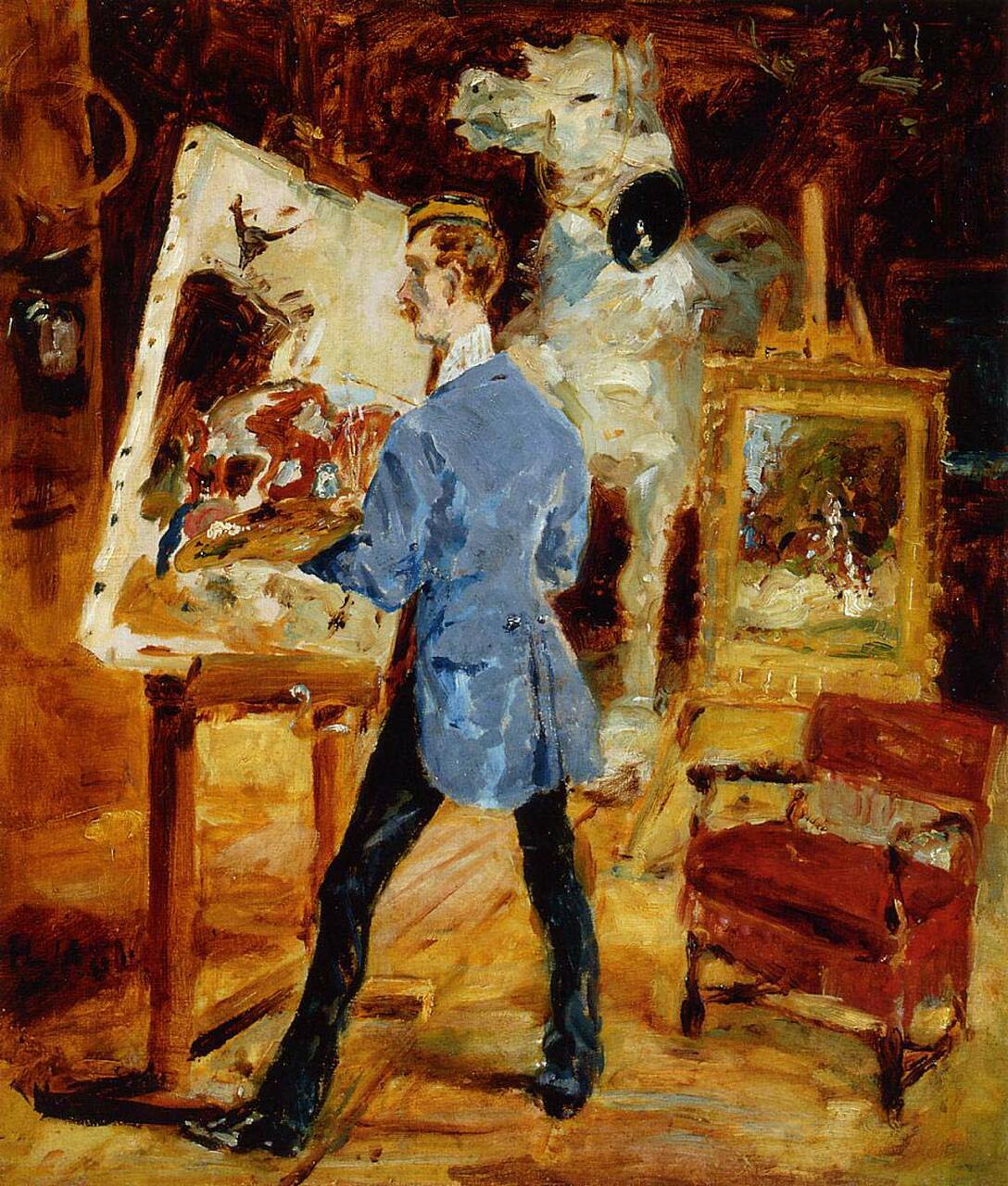 Le peintre René Princeteau dans son atelier  - Toulouse Lautrec