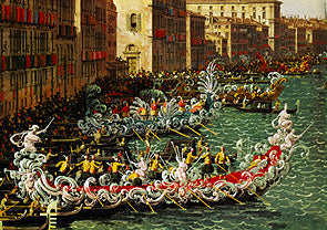 Régate sur le Grand Canal devant le Palazzo Foscari (Détail) - Giovanni Antonio Canal