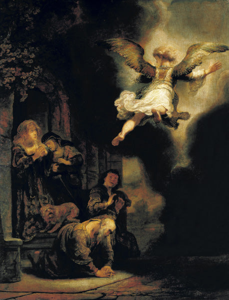 L'archange Raphael quitte la famille de Tobias - Rembrandt van Rijn