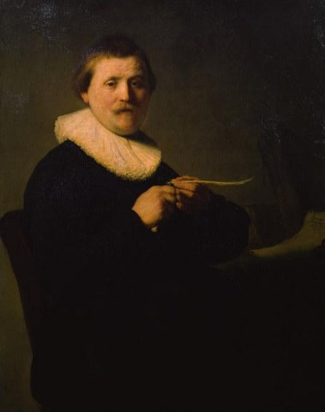 L'homme qui coupe les plumes - Rembrandt van Rijn