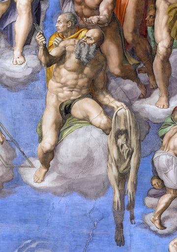 Plafond de la chapelle Sixtine : Le Jugement dernier, détail de Saint Barthélémy tenant sa peau écorchée - Michel-Ange