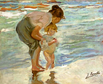 Mère et enfant sur la plage - Sorolla