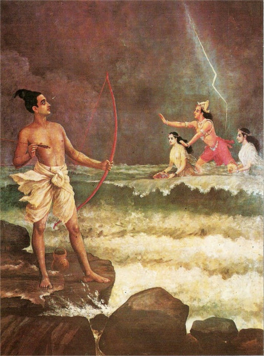Sri Rama Vanquishing the Sea - Raja Ravi Varma