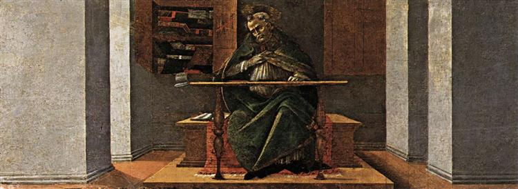 Saint Augustin dans son étude, panneau de la prédelle du Retable de Saint Marc - Sandro Botticelli