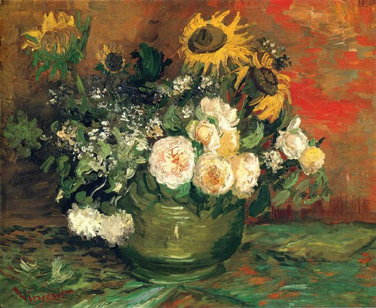 Vase avec tournesols, roses - Van Gogh