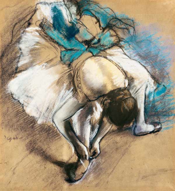Danseur en attachant des chaussures de ballet - Edgar Degas